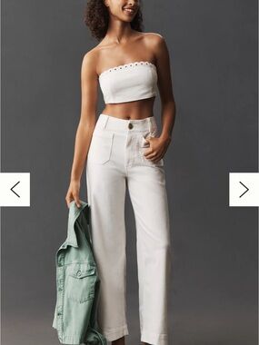 NEVER WORN Maeve Colette High-Rise Wide-leg White jeans Anthropologie